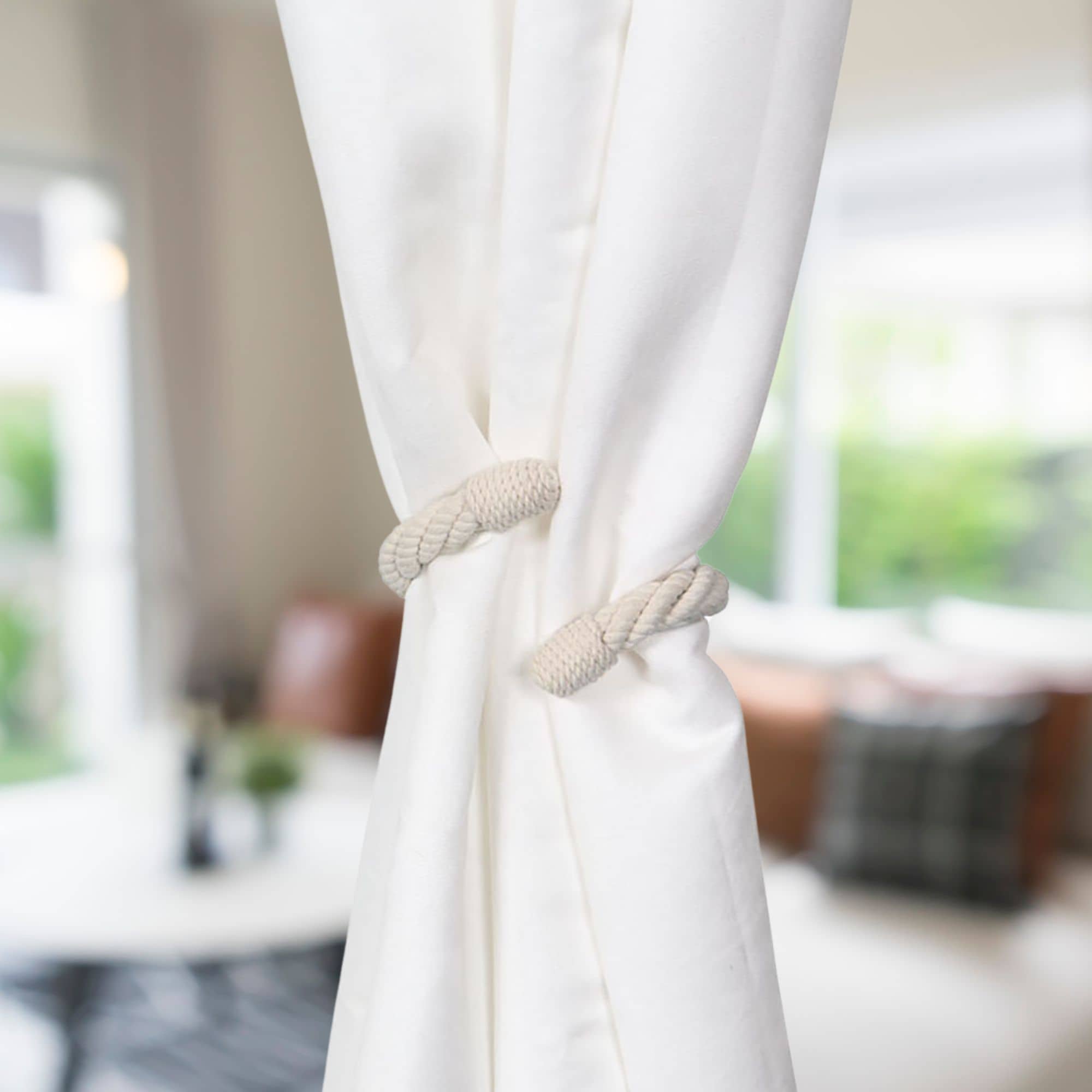Evideco Elegant Rope Curtain Tie Back – Decorative Holdback For Drapes And Curtains – White Home Accessories Tie Backs & Magnets Textile Tiebacks