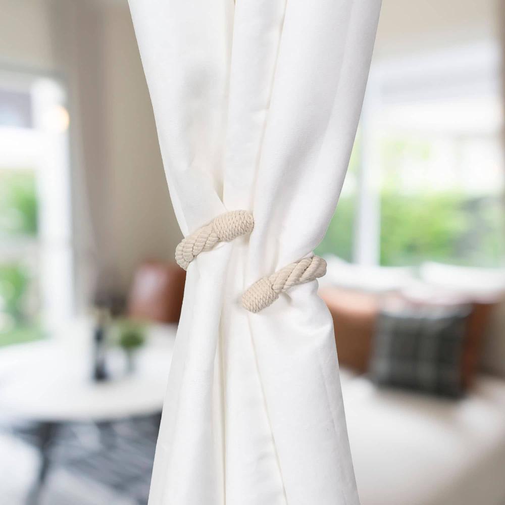 Evideco Elegant Rope Curtain Tie Back – Decorative Holdback For Drapes And Curtains – Ecru Home Accessories Tie Backs & Magnets Textile Tiebacks