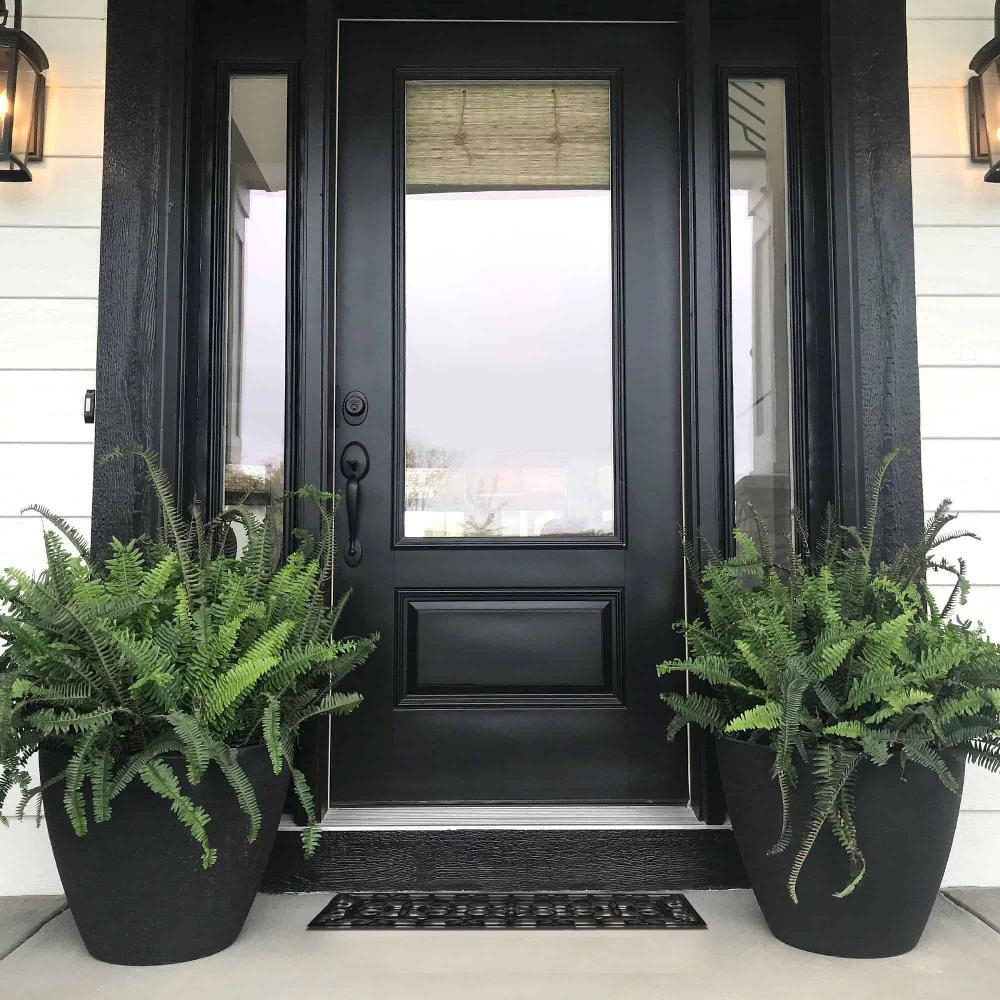 Evideco Elegant Scrollwork Rubber Door Mat – Weather-Resistant Non-Slip 30×10 Inches Low Profile Black Home Accessories Door Mats Outdoor