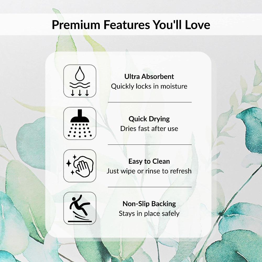 Evideco Eucalyptus Mist Contour Bath Mat 20×18 – Ultra Absorbent Quick Dry Rug With Anti-Slip Rubber Backing Bathroom Mats & Rugs Toilet Contour Rugs