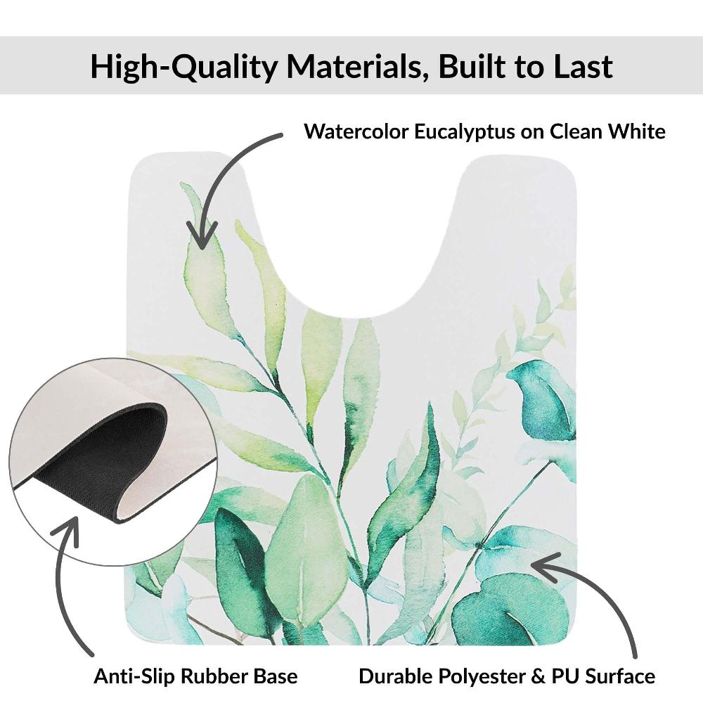 Evideco Eucalyptus Mist Contour Bath Mat 20×18 – Ultra Absorbent Quick Dry Rug With Anti-Slip Rubber Backing Bathroom Mats & Rugs Toilet Contour Rugs