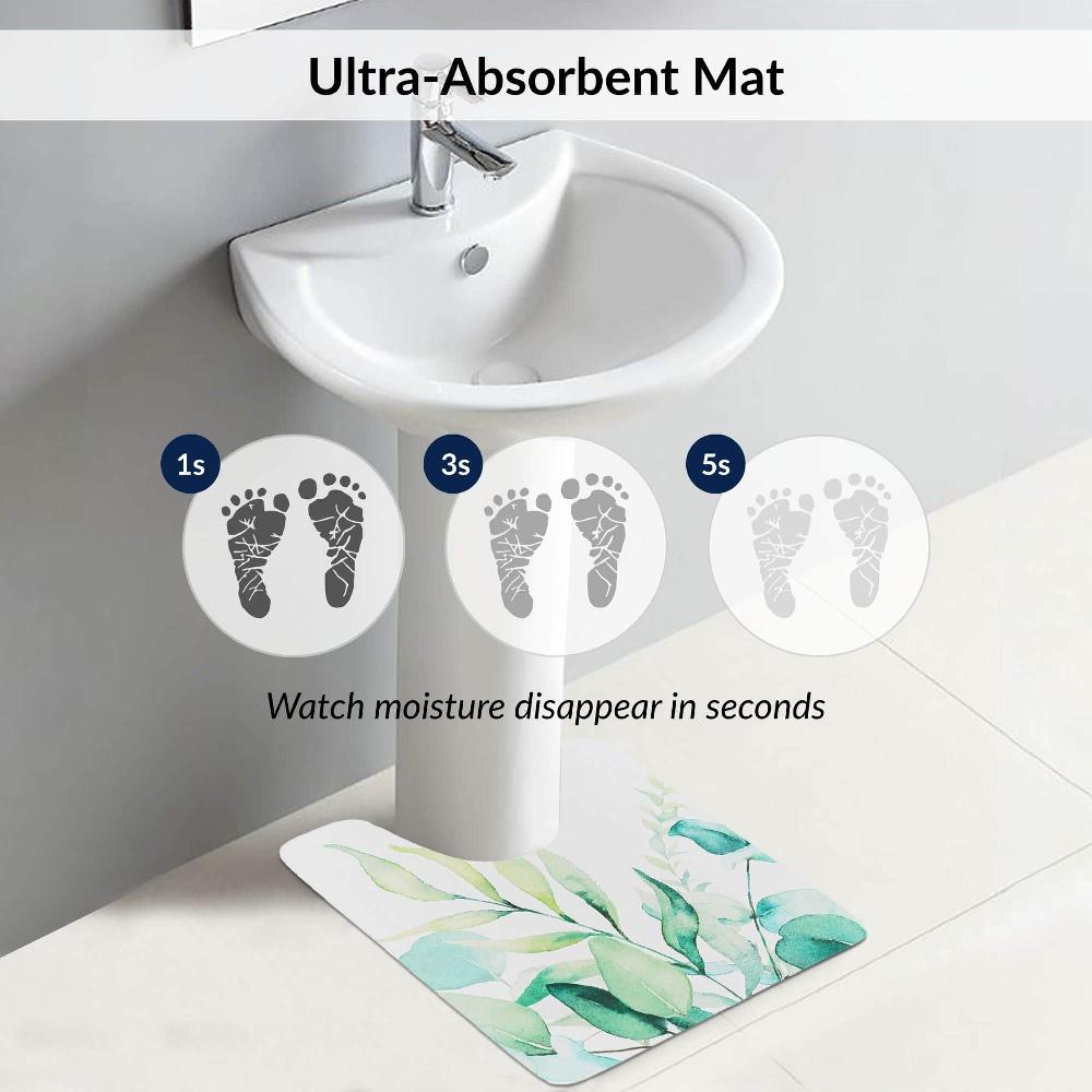 Evideco Eucalyptus Mist Contour Bath Mat 20×18 – Ultra Absorbent Quick Dry Rug With Anti-Slip Rubber Backing Bathroom Mats & Rugs Toilet Contour Rugs