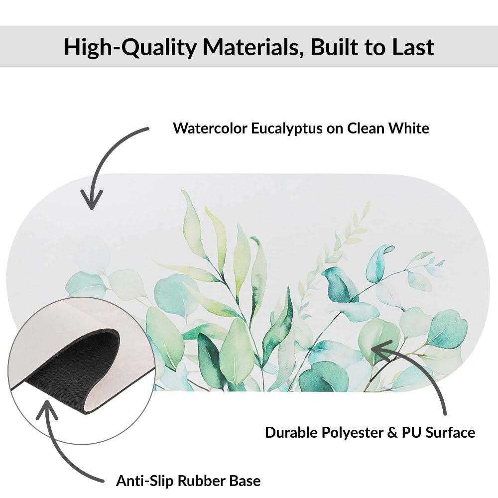 Evideco Eucalyptus Mist Runner Bath Mat 40×18 – Ultra Absorbent Quick Dry Rug With Anti-Slip Rubber Backing Bathroom Mats & Rugs Bath Mat Runners