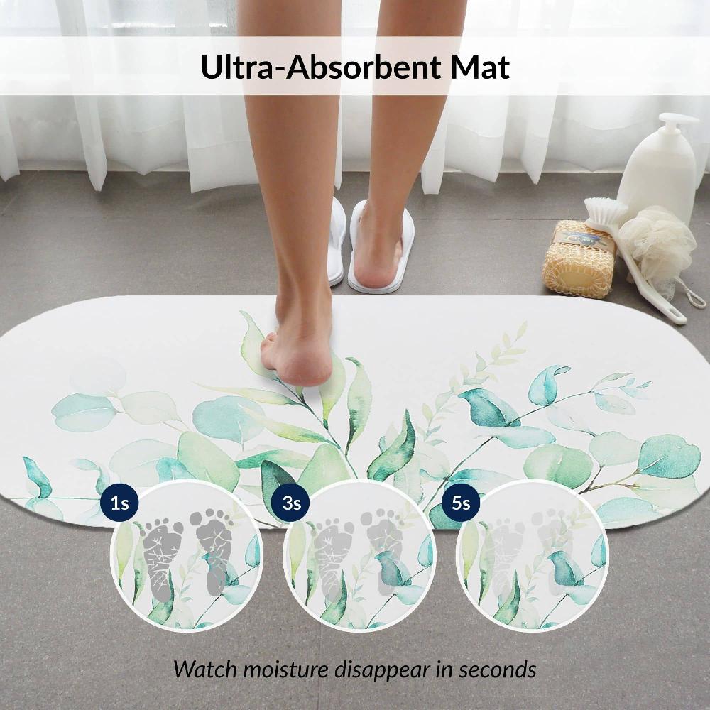 Evideco Eucalyptus Mist Runner Bath Mat 40×18 – Ultra Absorbent Quick Dry Rug With Anti-Slip Rubber Backing Bathroom Mats & Rugs Bath Mat Runners
