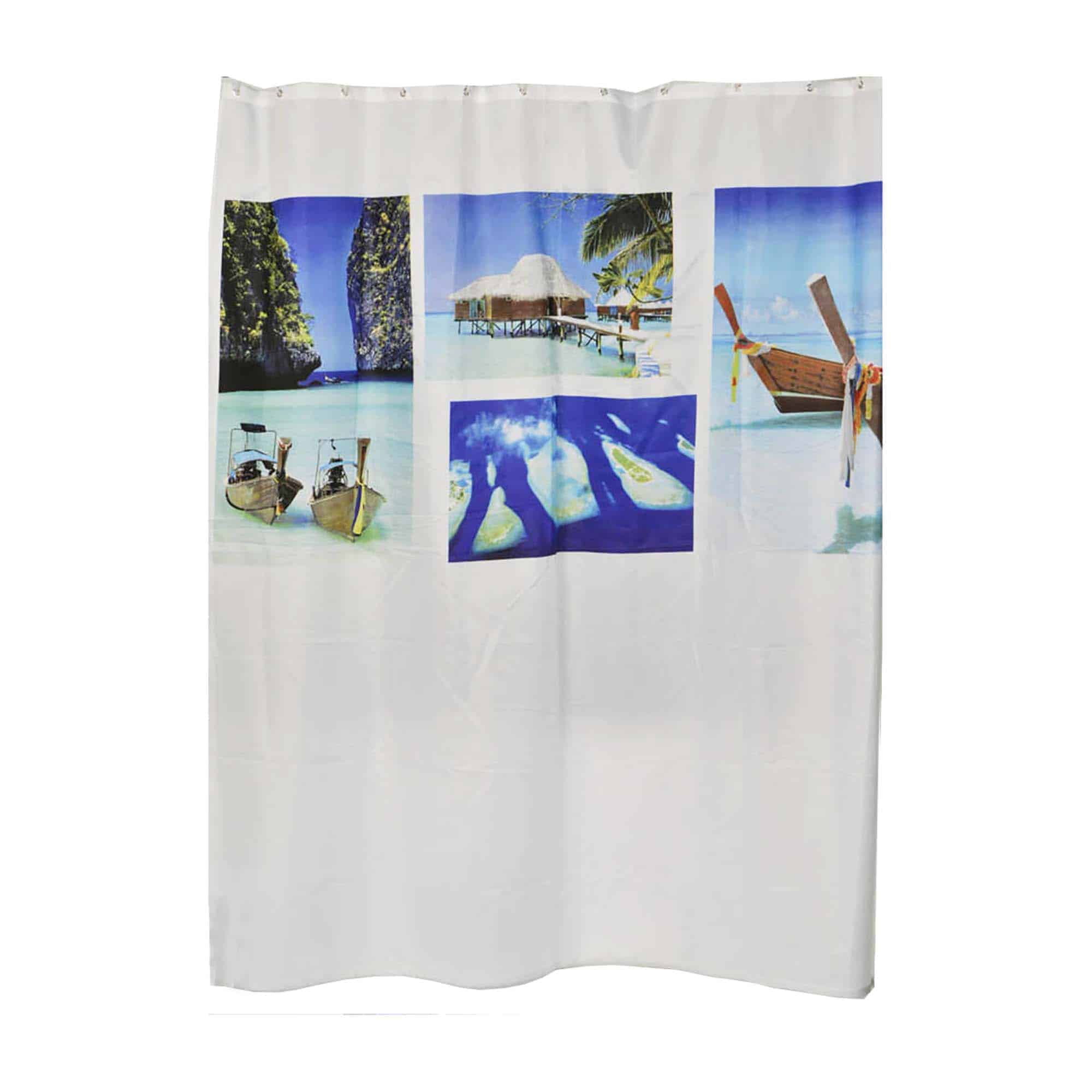 evideco Extra Long Shower Curtain Polyester Beach 79″L x 71″W Shower Accessories Shower Curtains