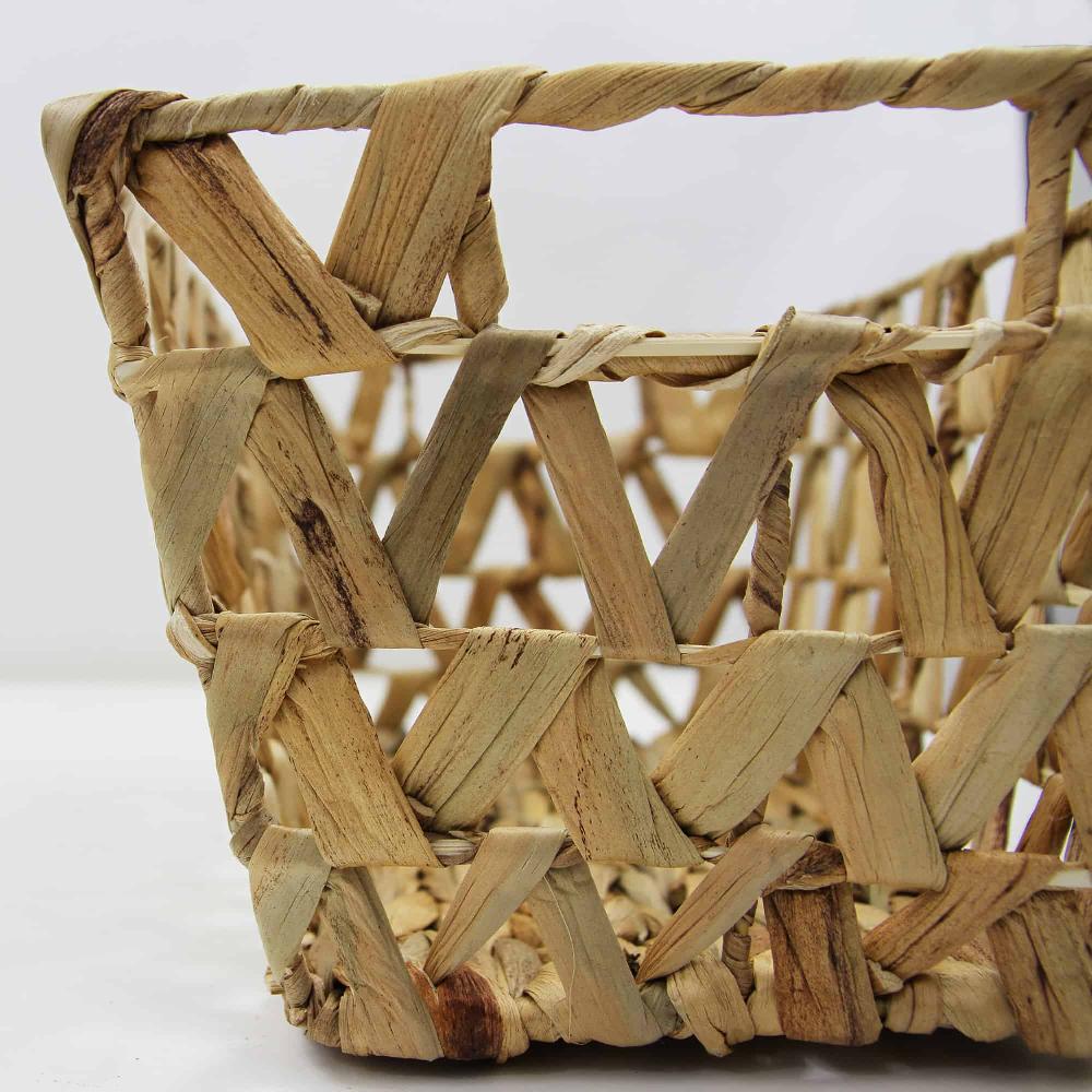 Evideco Flared Braided Water Hyacinth Baskets With Handles Natural Set Of 3 Bathroom Storage & Furniture Storage Baskets & Organizers