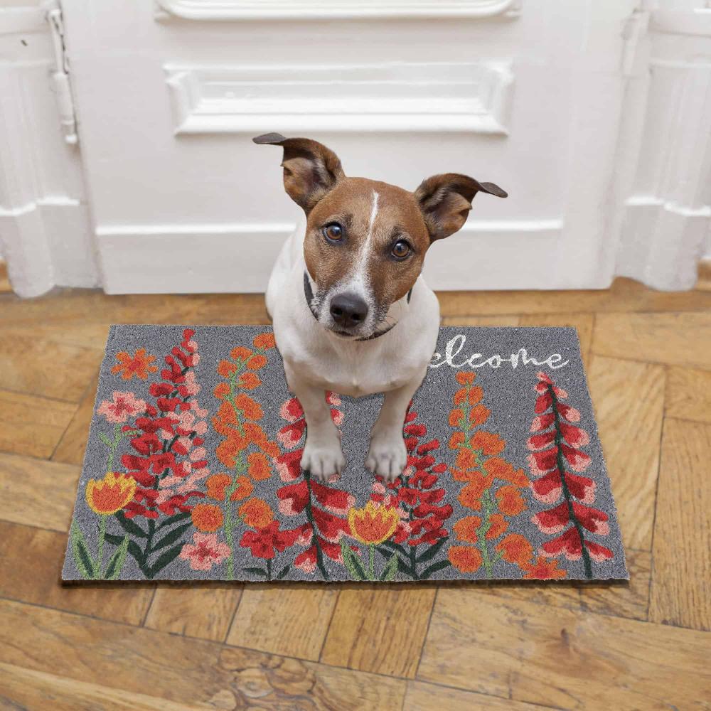 Evideco Floral Welcome Door Mat – Heavy-Duty Coir Mat 30″ X 18″ – Durable Non-Slip Indoor/Outdoor Perfect For High-Traffic Entrances Home Accessories Door Mats