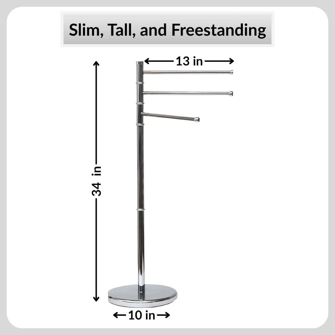 Evideco Freestanding 3-Arm Towel Rack In Stainless Steel Bathroom Storage & Furniture Towel Racks & Shelving Towel Racks & Coat Racks Free Standing