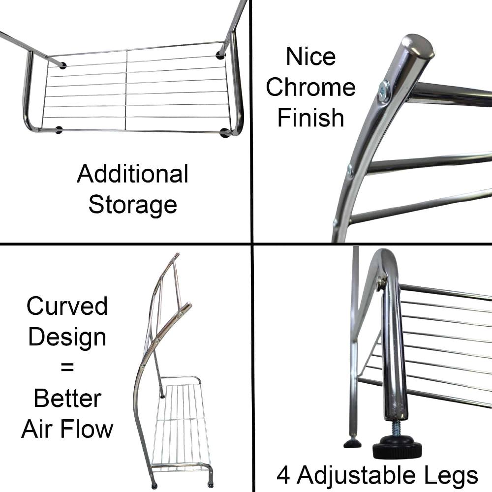 Evideco Freestanding Curved 3 Towels Stand With Shelf Chromed Metal Bathroom Storage & Furniture Towel Racks & Shelving Towel Racks & Coat Racks Freestanding