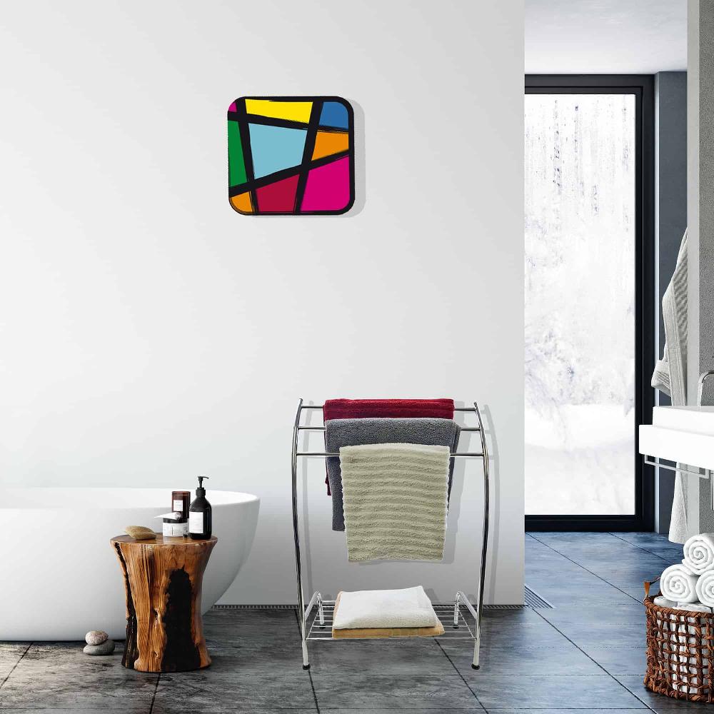 evideco Freestanding Curved 3 Towels Stand with Shelf Chromed Metal Bathroom Storage & Furniture Towel Racks & Shelving Towel Racks & Coat Racks Freestanding