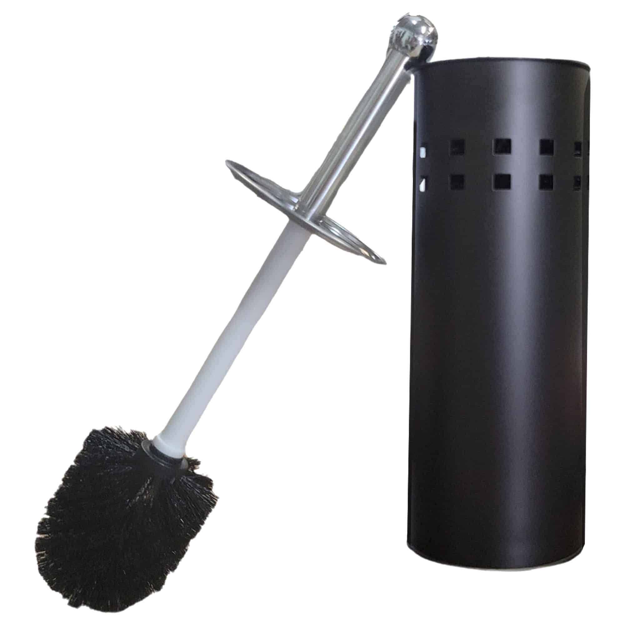 evideco Freestanding Round Toilet Brush and Holder Set Black Toilet Seats & Accessories Toilet Brushes