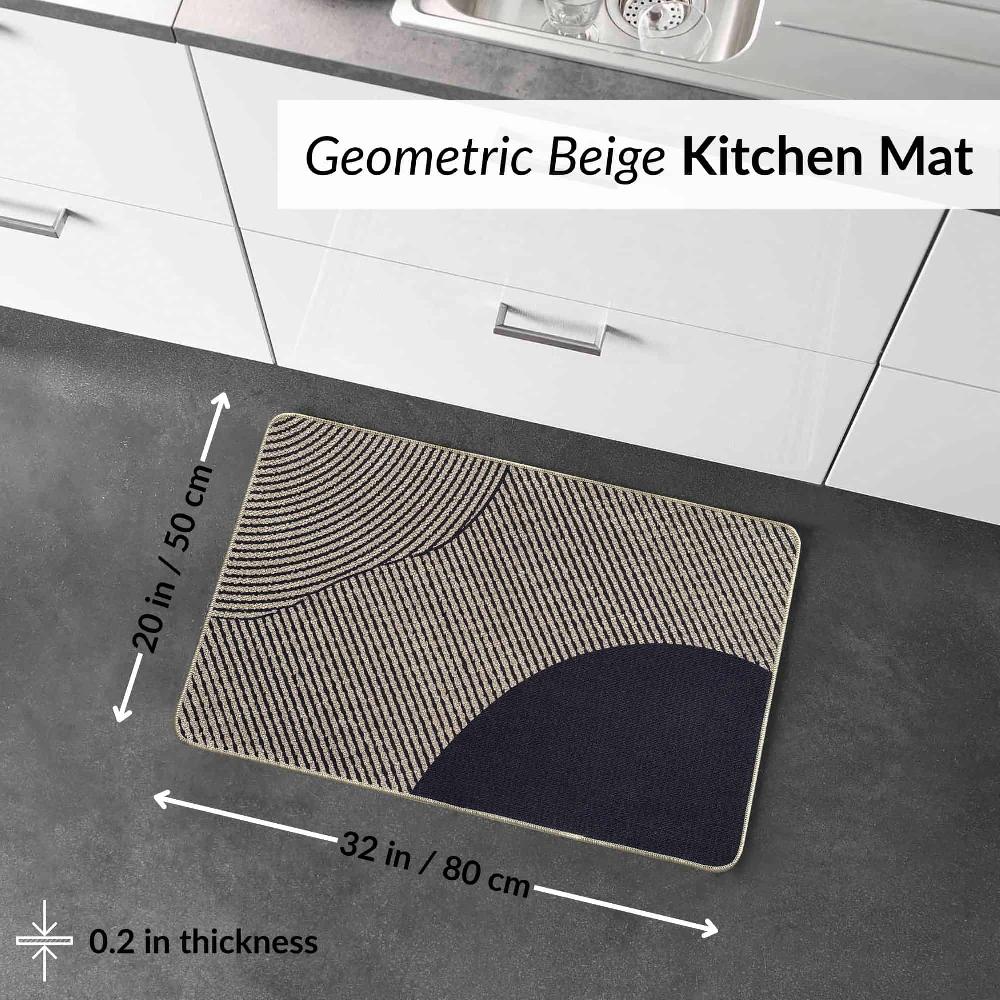 Evideco Geometric Beige Kitchen Mat 20×32 Inches Home Accessories Kitchen Mats