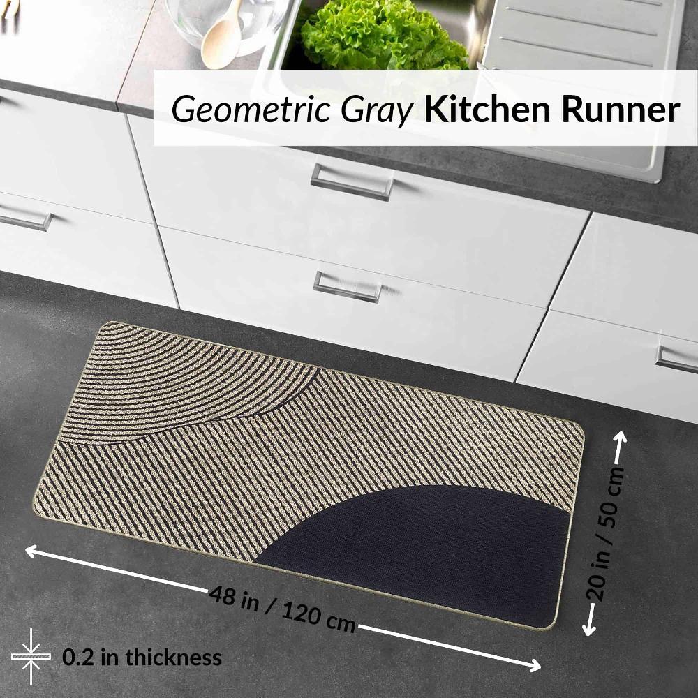 Evideco Geometric Beige Kitchen Runner Rug 20×48 Inches Home Accessories Kitchen Mats