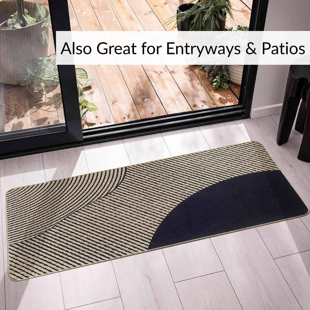 Evideco Geometric Beige Kitchen Runner Rug 20×48 Inches Home Accessories Kitchen Mats