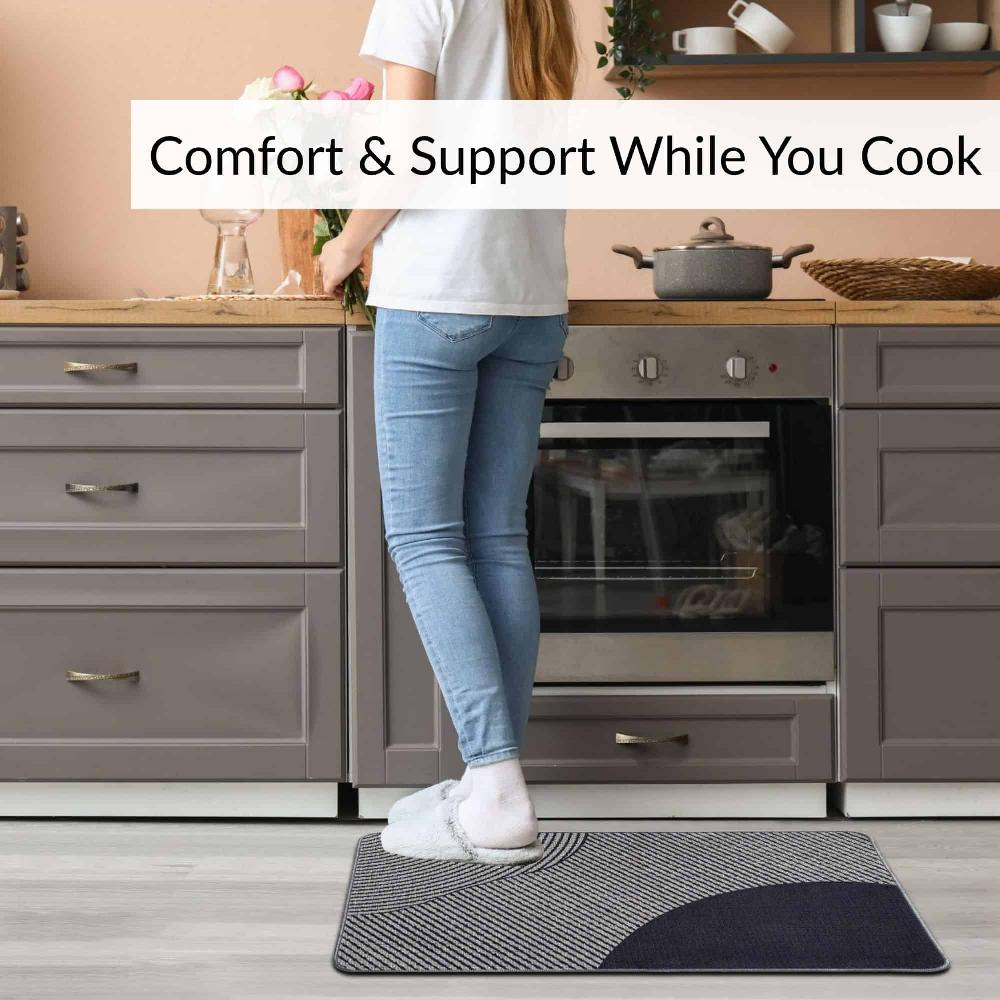 Evideco Geometric Gray Kitchen Mat 20×32 Inches Home Accessories Kitchen Mats