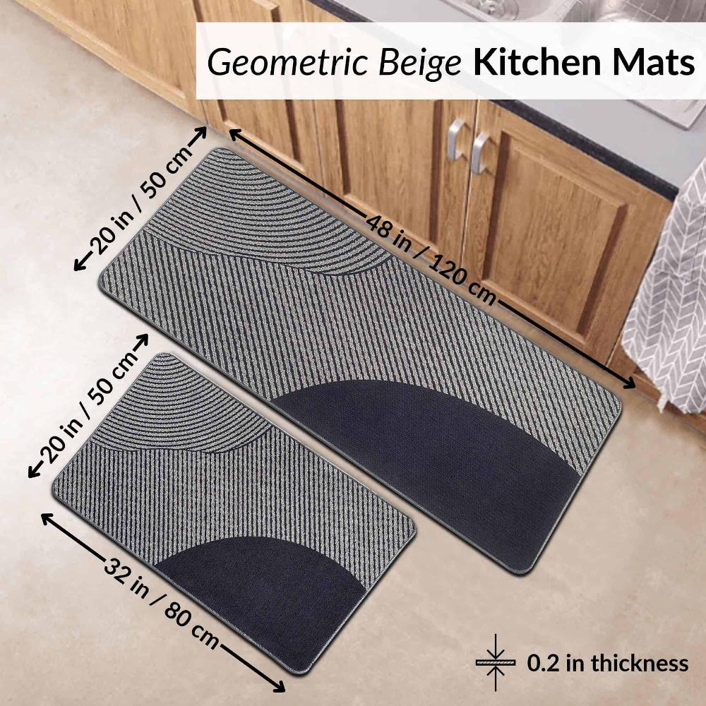 Evideco Geometric Gray Kitchen Mat Set Home Accessories Kitchen Mats