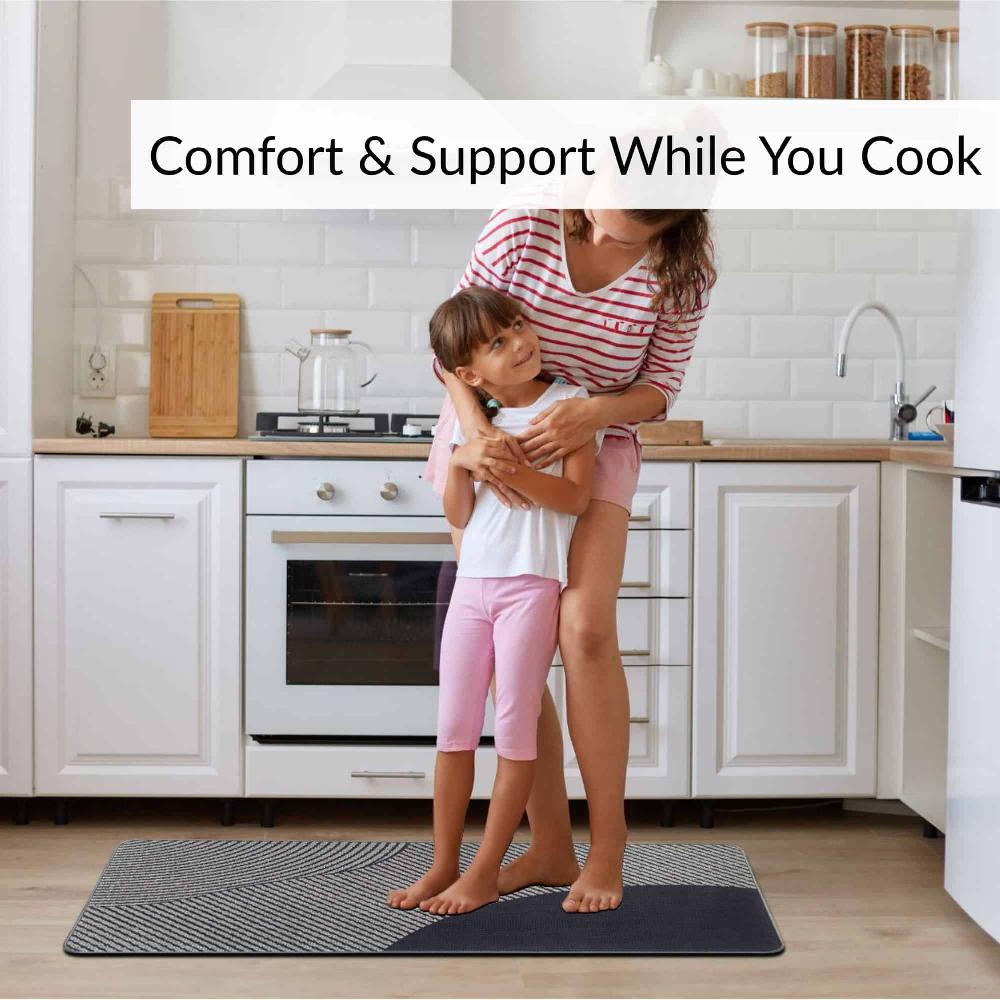 Evideco Geometric Gray Kitchen Mat Set Home Accessories Kitchen Mats