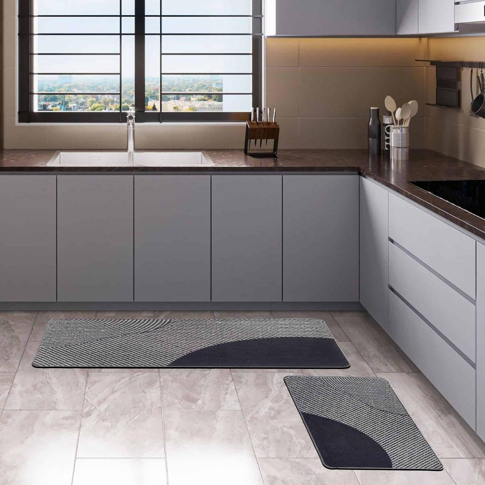 evideco Geometric Gray Kitchen Mat Set Home Accessories Kitchen Mats