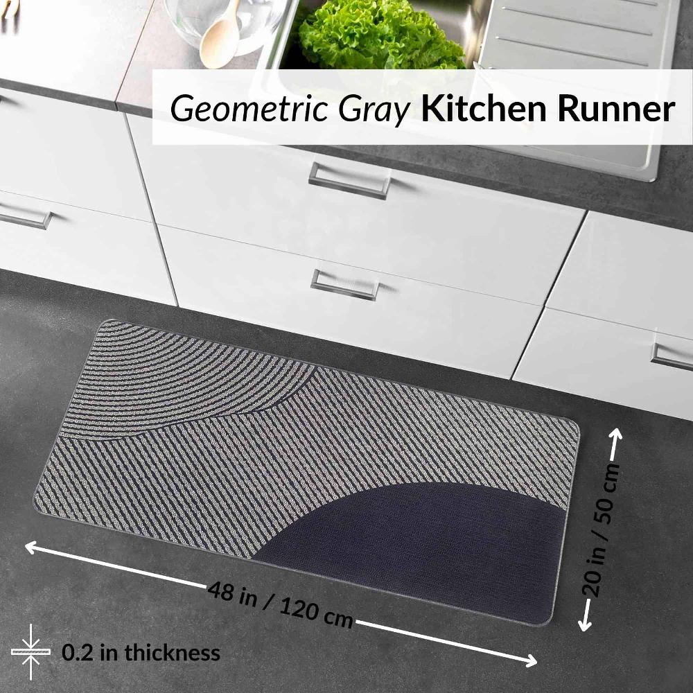 Evideco Geometric Gray Kitchen Runner Rug 20×48 Inches Home Accessories Kitchen Mats