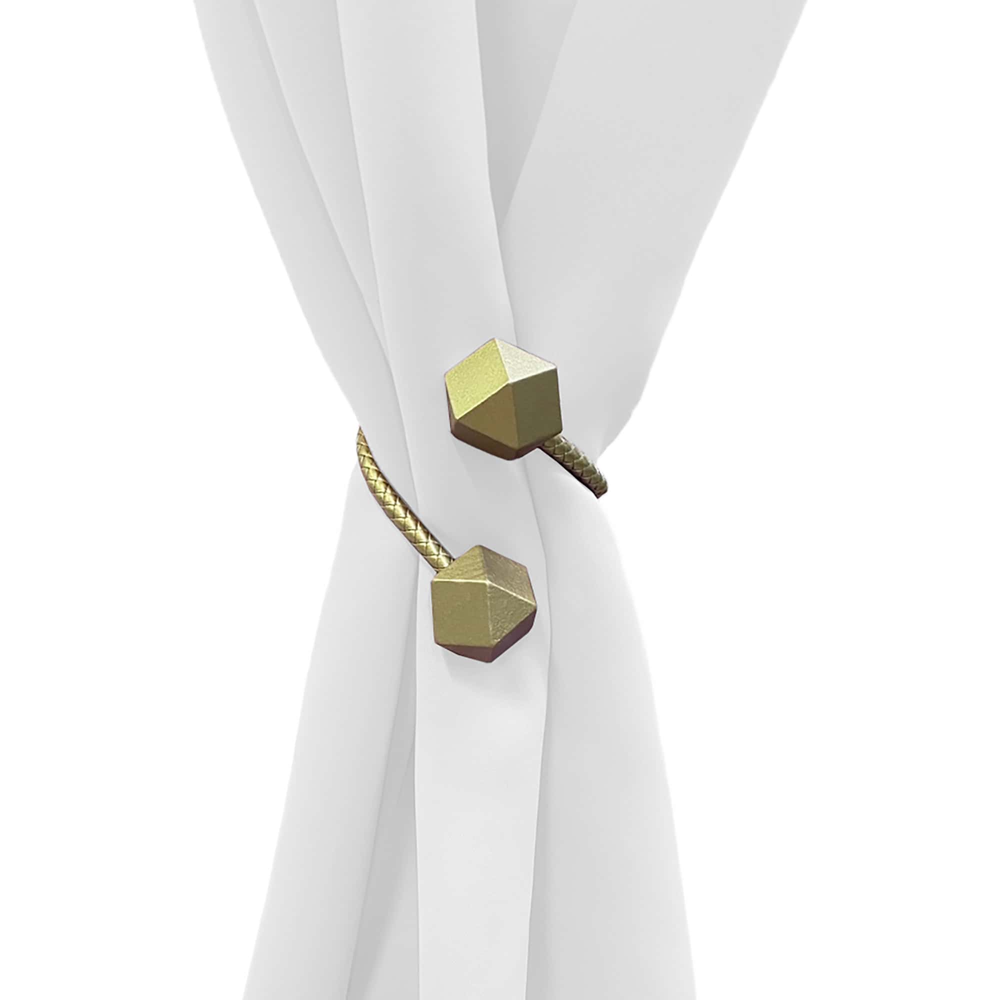 Evideco Glamour Gold Tieback – Flexible Design With Wooden Tips And Faux Leather Covering – A Chic And Luxurious Home Decor Accessory Home Accessories Tie Backs & Magnets Twist Tie Backs Large Tie Backs For Window Curtains &