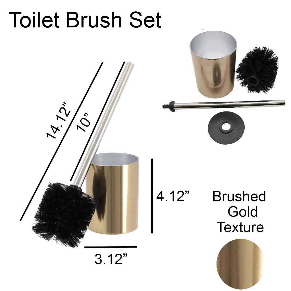 Evideco Gold Toilet Brush And Holder Set GOLDEN Brushed Effect Toilet Seats & Accessories Toilet Brushes