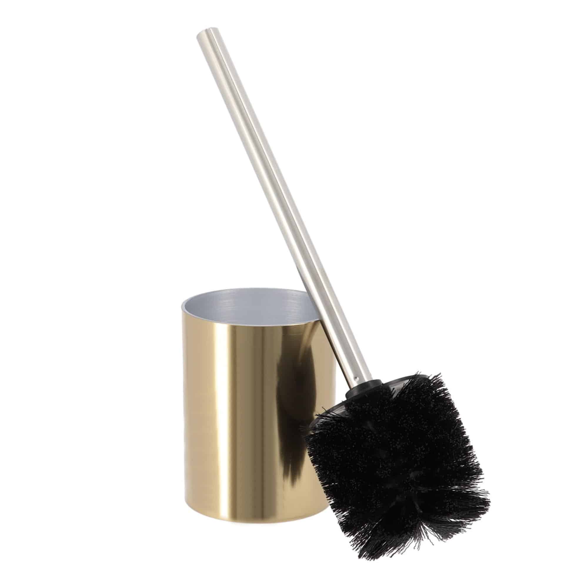 evideco Gold Toilet Brush and Holder Set GOLDEN Brushed Effect Toilet Seats & Accessories Toilet Brushes