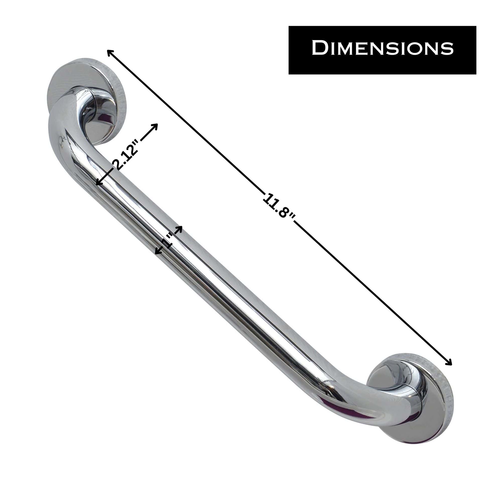 Evideco Grab Bar For Bathroom – Wall-Mounted Rust-Resistant For Enhanced Safety And Support – 11.8 Length Straight Chrome Shower Accessories Safety Grab Bars