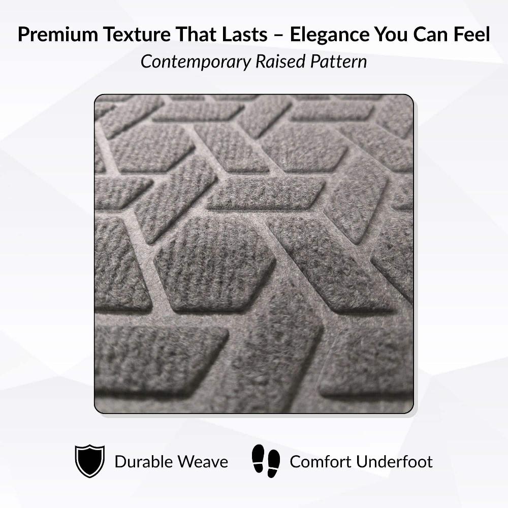 Evideco Gray Heavy-Duty Dirt-Trapping Rubber Doormat With Raised Geometric Pattern Home Accessories Door Mats Outdoor