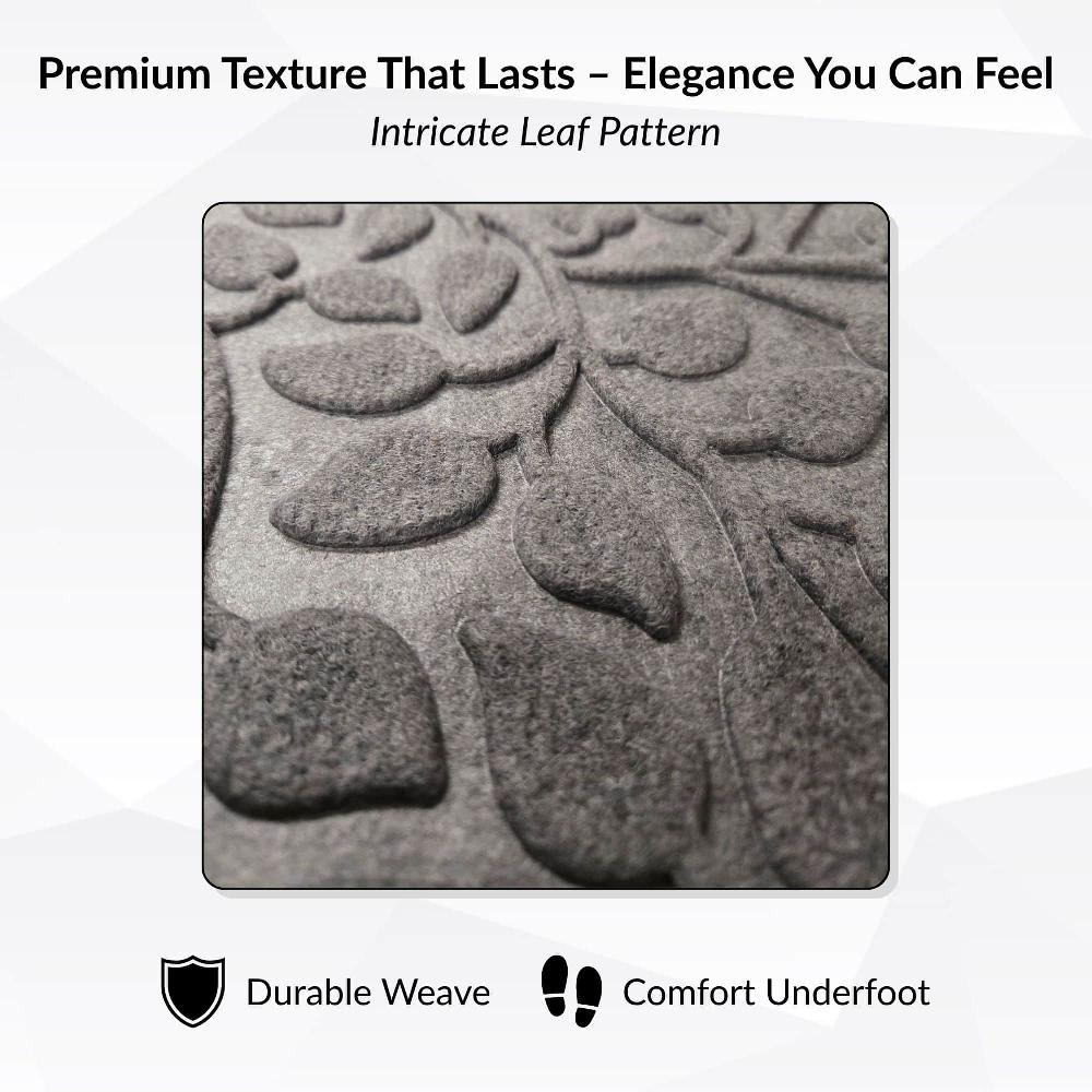 Evideco Gray Heavy-Duty Dirt-Trapping Rubber Doormat With Raised Leaf Pattern Home Accessories Door Mats Outdoor