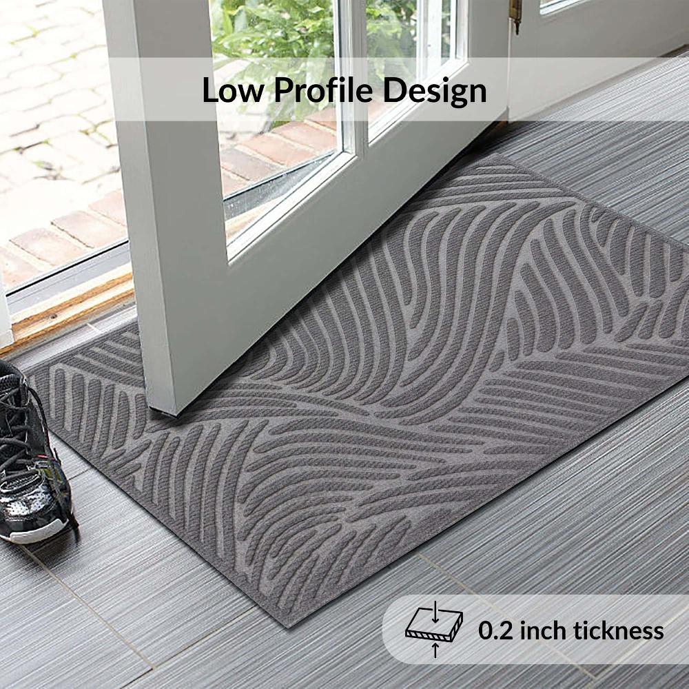 Evideco Gray Heavy-Duty Dirt-Trapping Rubber Doormat With Raised Wave Pattern Home Accessories Door Mats Outdoor
