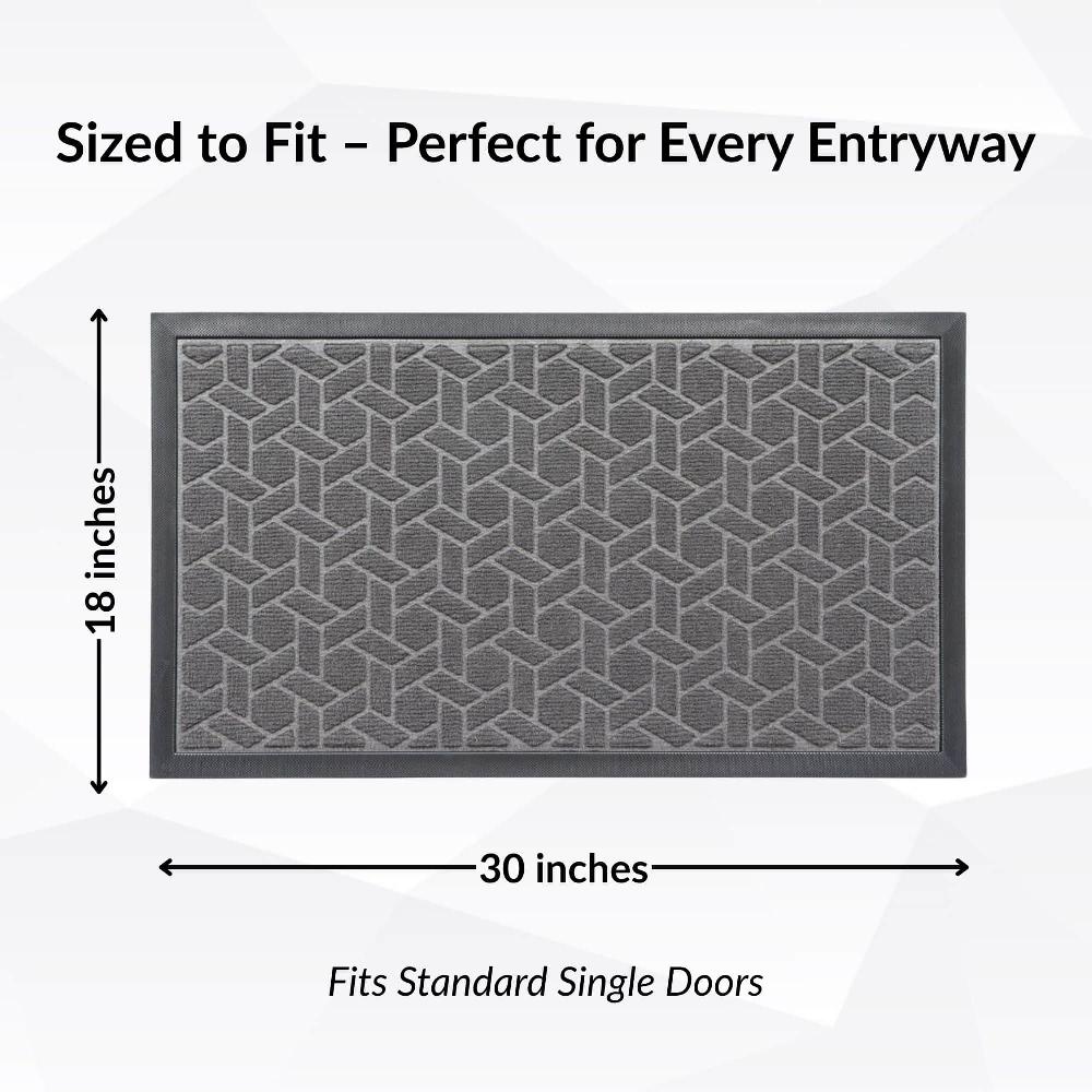 Evideco Gray Heavy-Duty Dirt-Trapping Rubber Doormat With Raised Geometric Pattern Home Accessories Door Mats Outdoor