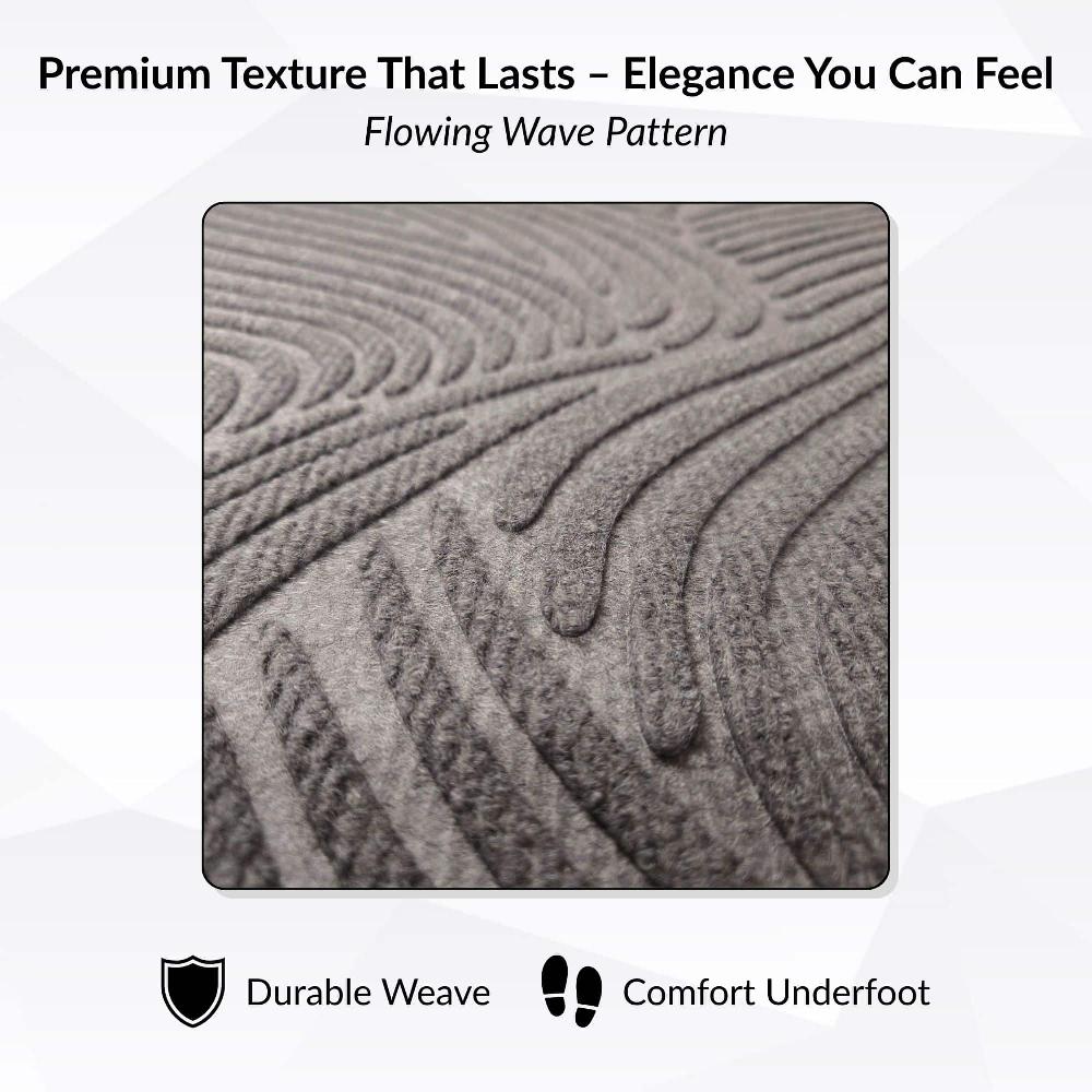 Evideco Gray Heavy-Duty Dirt-Trapping Rubber Doormat With Raised Wave Pattern Home Accessories Door Mats Outdoor
