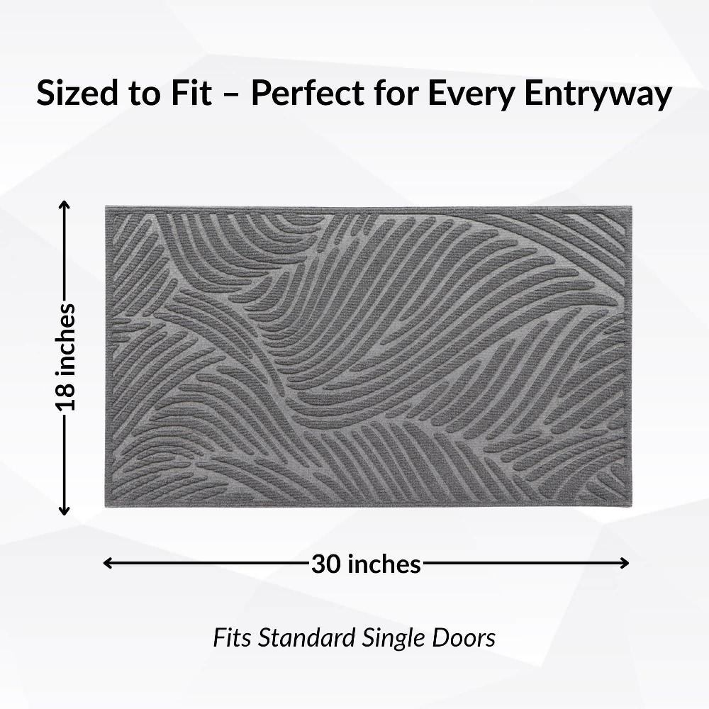 Evideco Gray Heavy-Duty Dirt-Trapping Rubber Doormat With Raised Wave Pattern Home Accessories Door Mats Outdoor