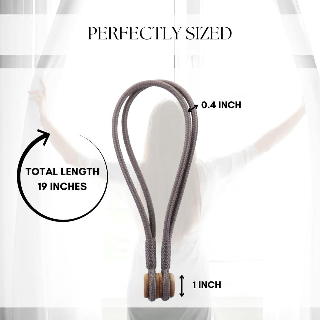 Evideco Gray Magnetic Curtain Tieback – Double Braided Cord With Wooden Tips Home Accessories Tie Backs & Magnets Textile Tiebacks