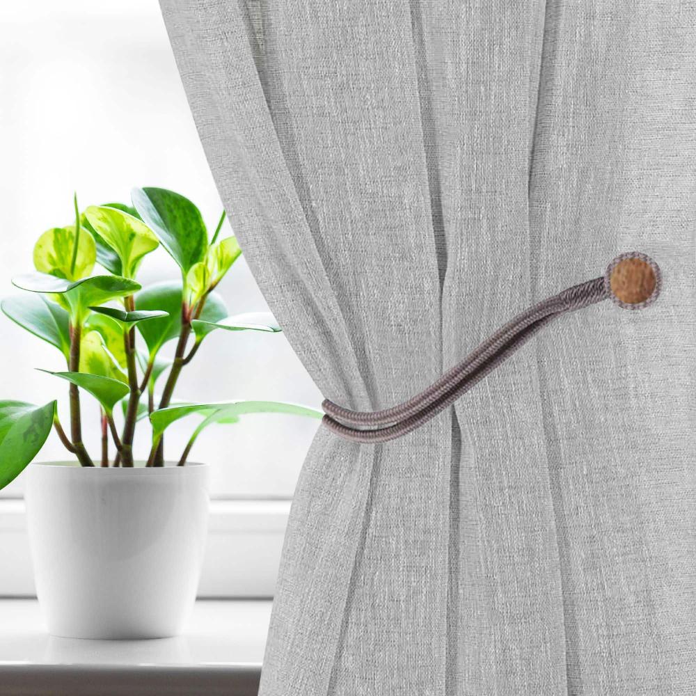 evideco Gray Magnetic Curtain Tieback – Double Braided Cord with Wooden Tips Home Accessories Tie Backs & Magnets Textile Tiebacks