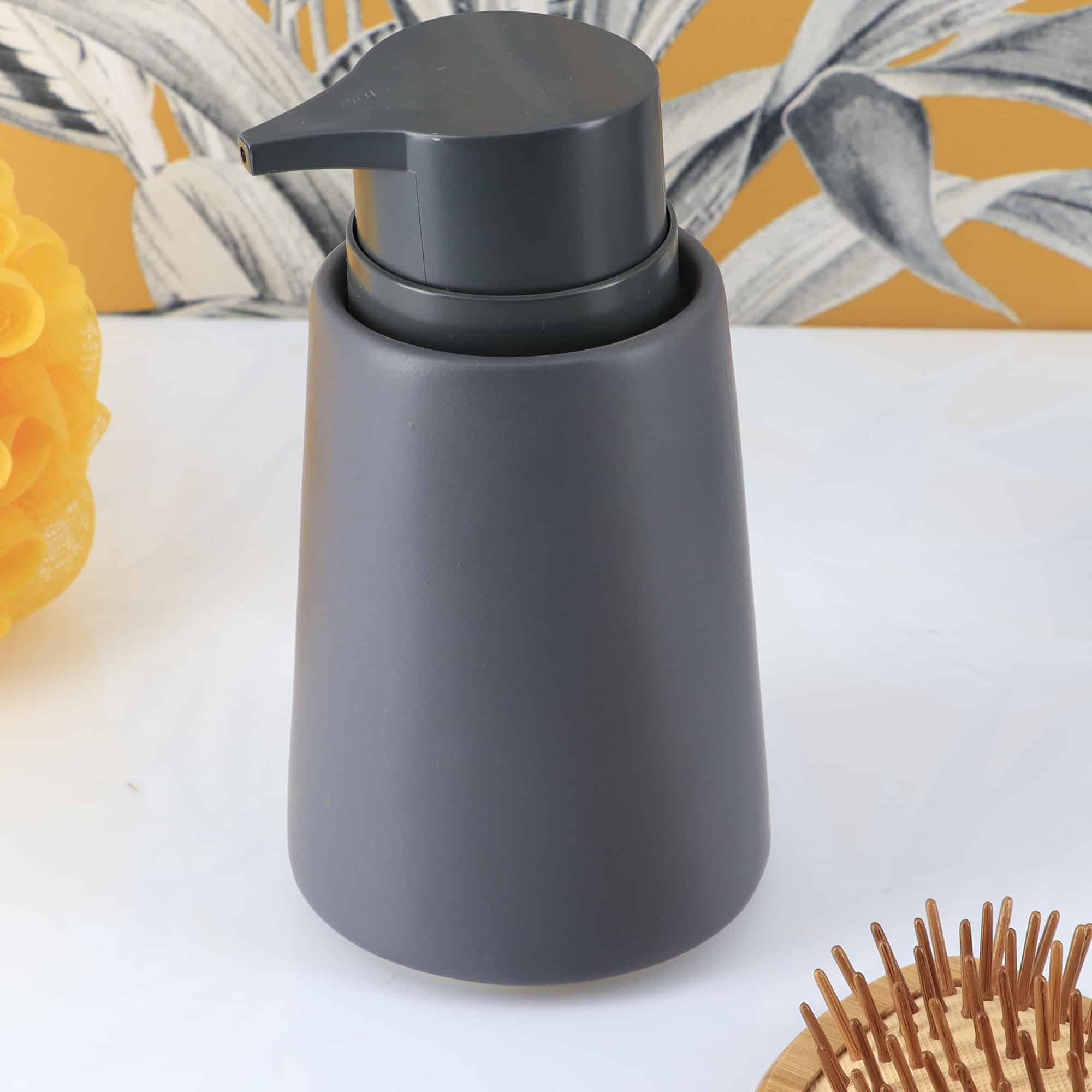 evideco Gray Stoneware Soap Dispenser 14 oz – Modern Flair for a Chic Bathroom Bathroom Accessories Soap & Lotion Dispensers