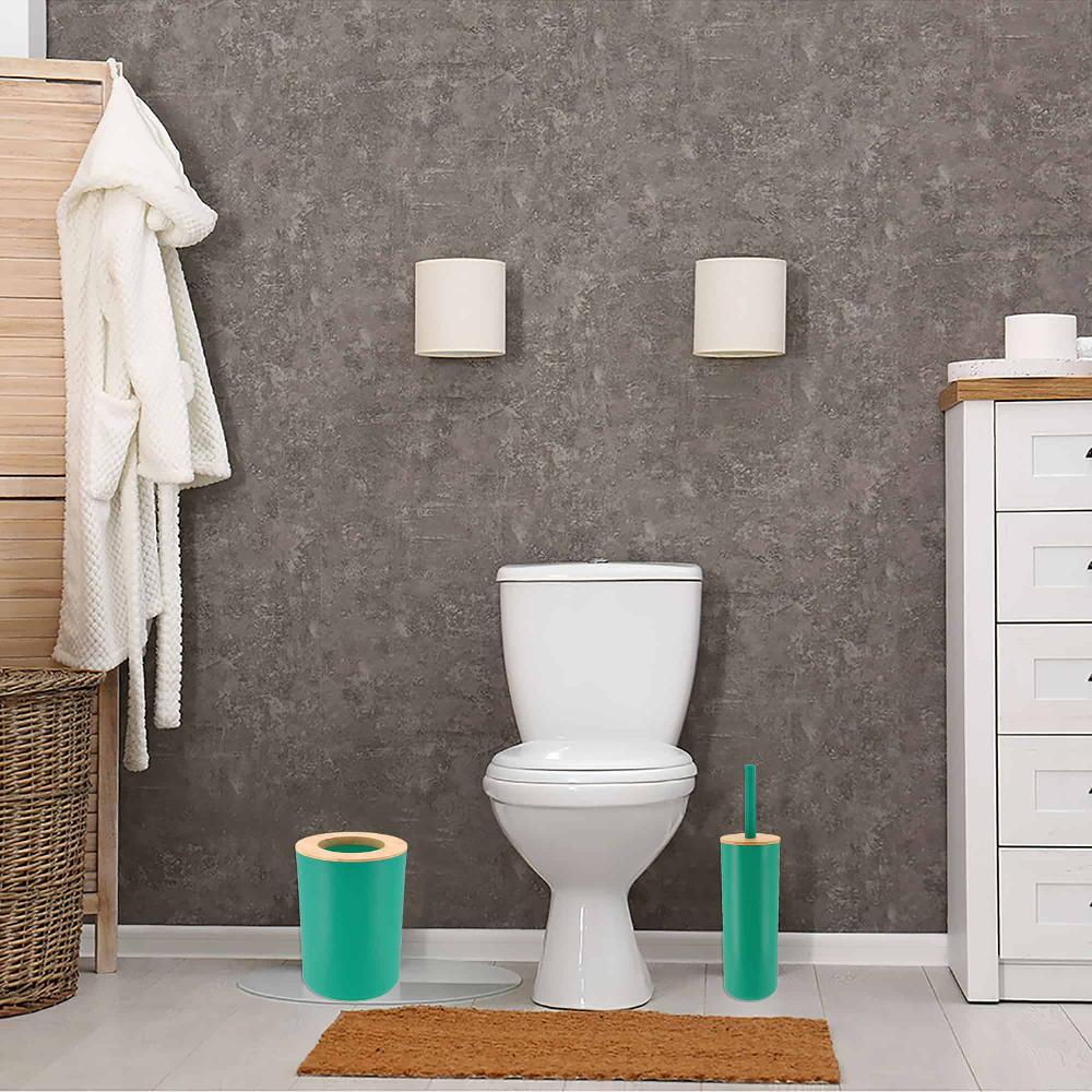 Evideco Green Bathroom Trash Can Padang Bamboo Top 1.3 Gal – Stylish And Sustainable 5L Waste Solution Toilet Seats & Accessories Toilet Wastebaskets Design & Solid