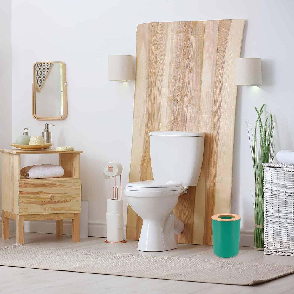 evideco Green Bathroom Trash Can Padang Bamboo Top 1.3 Gal – Stylish and Sustainable 5L Waste Solution Toilet Seats & Accessories Toilet Wastebaskets Design & Solid