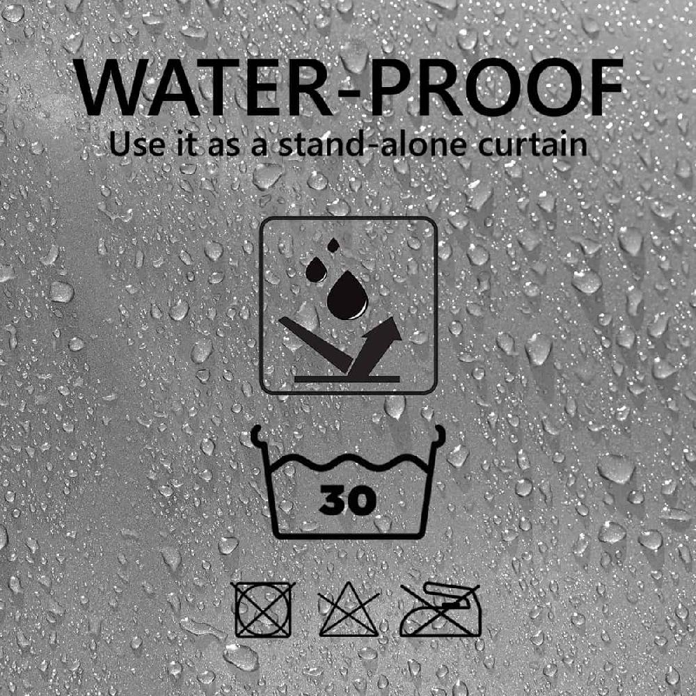 Evideco Grey Extra Long Shower Curtain Polyester Hook Less Cubic 79″L X 71″W Shower Accessories Shower Curtains