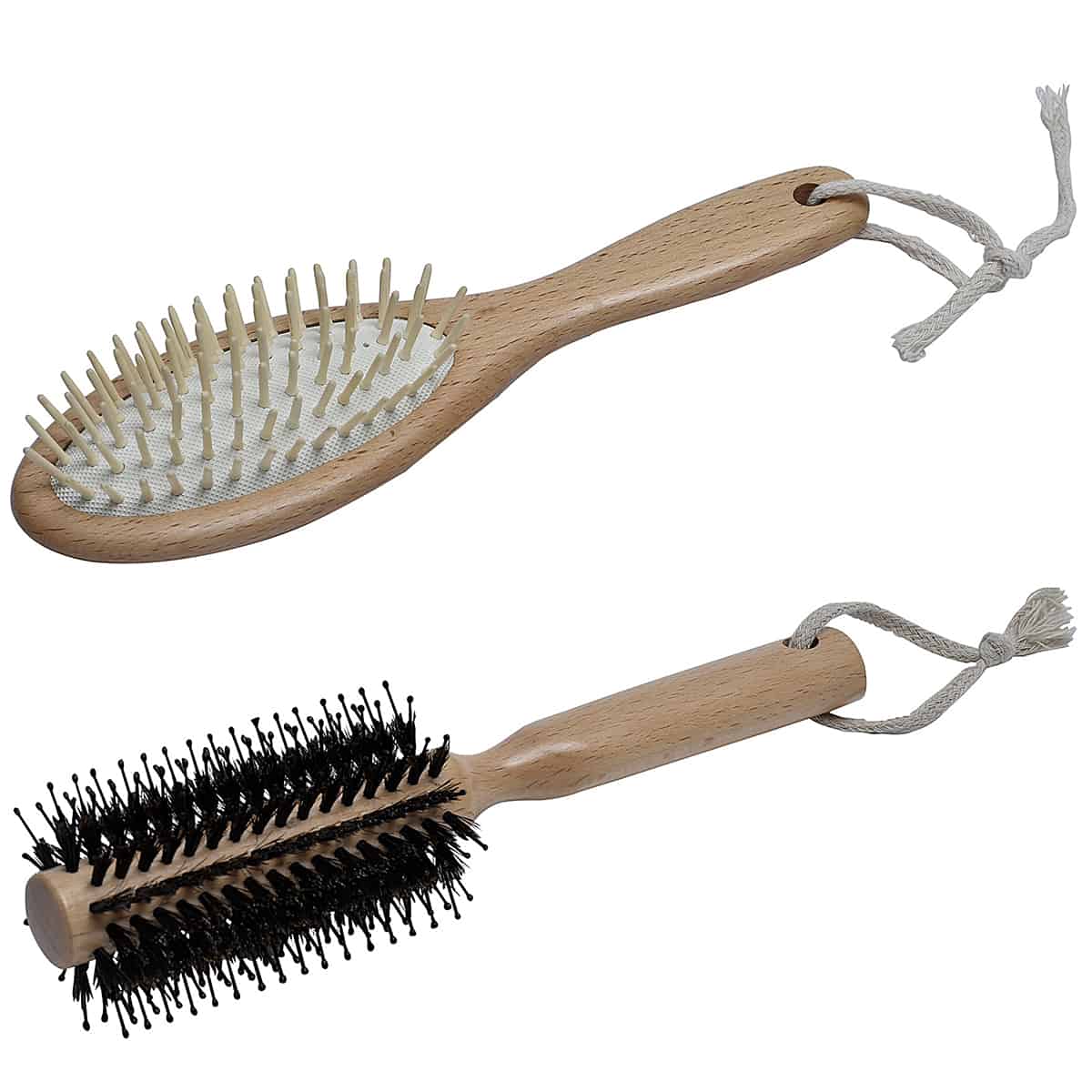 evideco Hair Care Flat Hairbrush Well-Being Natural Wood Spa Wellness Accessories