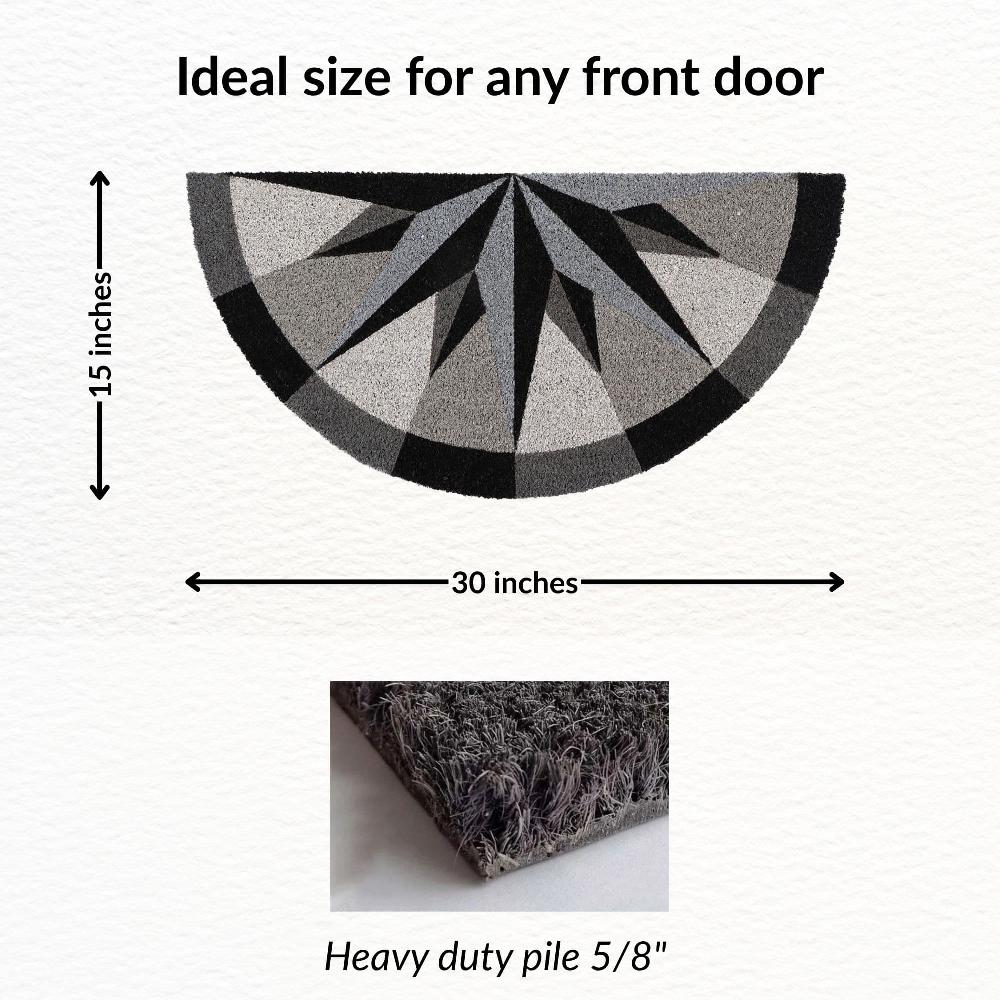 Evideco Half-Circle Coir Doormat With Bold Compass Rose Design – 30×15 Inch Welcome Mat Home Accessories Door Mats Sheltered Door