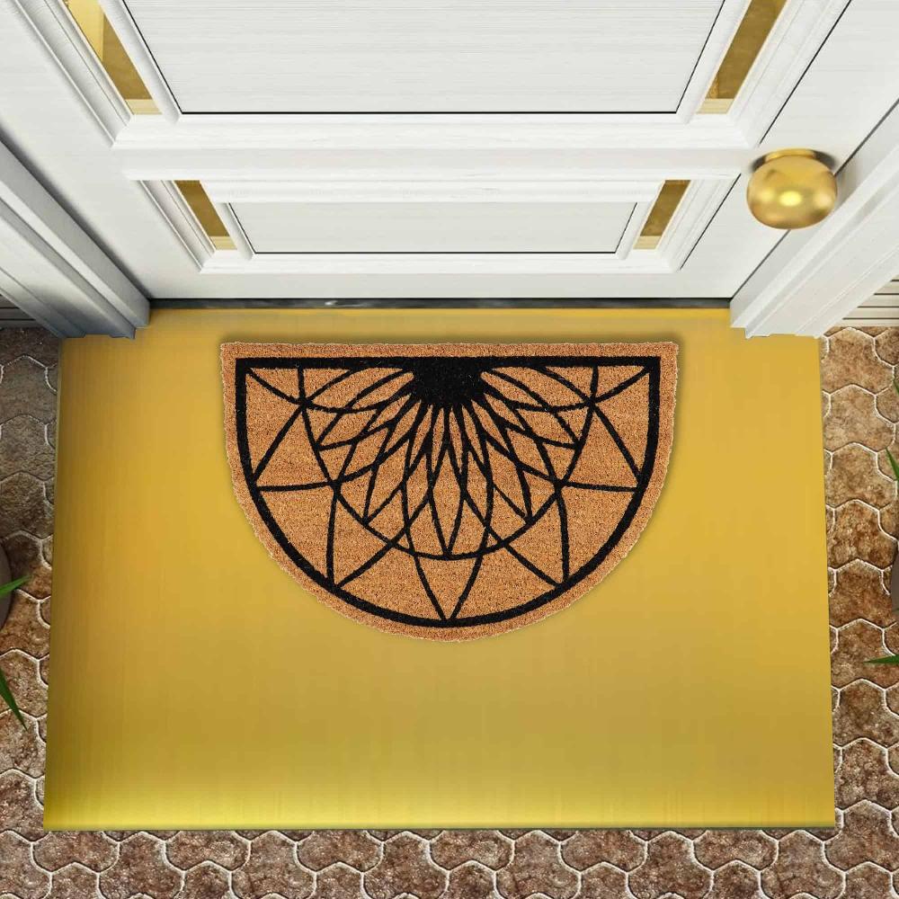 Evideco Half Round Coir And PVC Door Mat 24″ X 16″ – Modern Diamond Rosace Geometric Design For A Stylish Entryway Home Accessories Door Mats