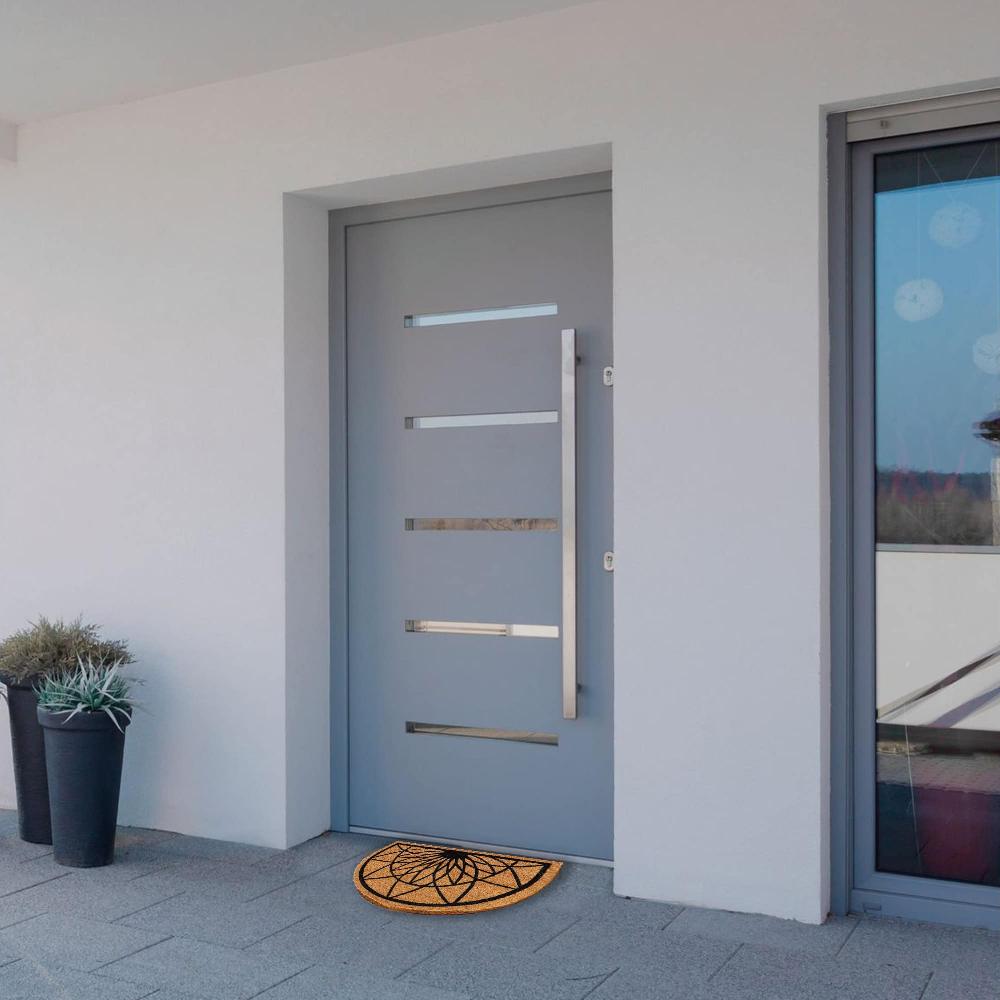 Evideco Half Round Coir And PVC Door Mat 24″ X 16″ – Modern Diamond Rosace Geometric Design For A Stylish Entryway Home Accessories Door Mats