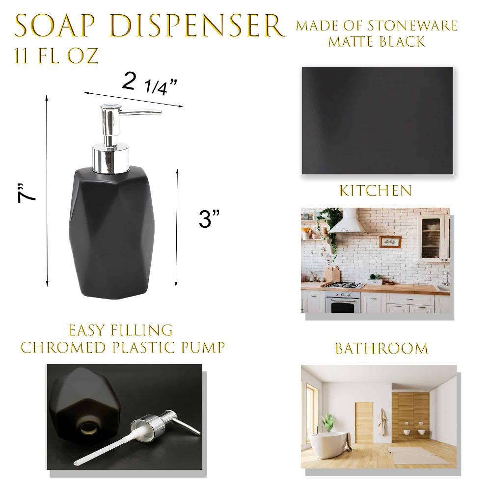 Evideco Hand Soap And Lotion Dispenser Diamond Black Bathroom Accessories Soap & Lotion Dispensers