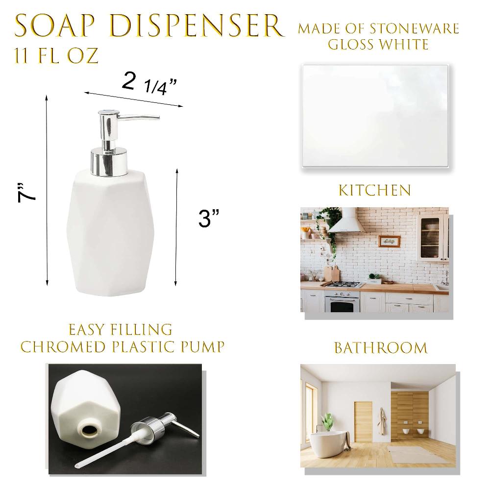 evideco Hand Soap and Lotion Dispenser Diamond White Bathroom Accessories Soap & Lotion Dispensers