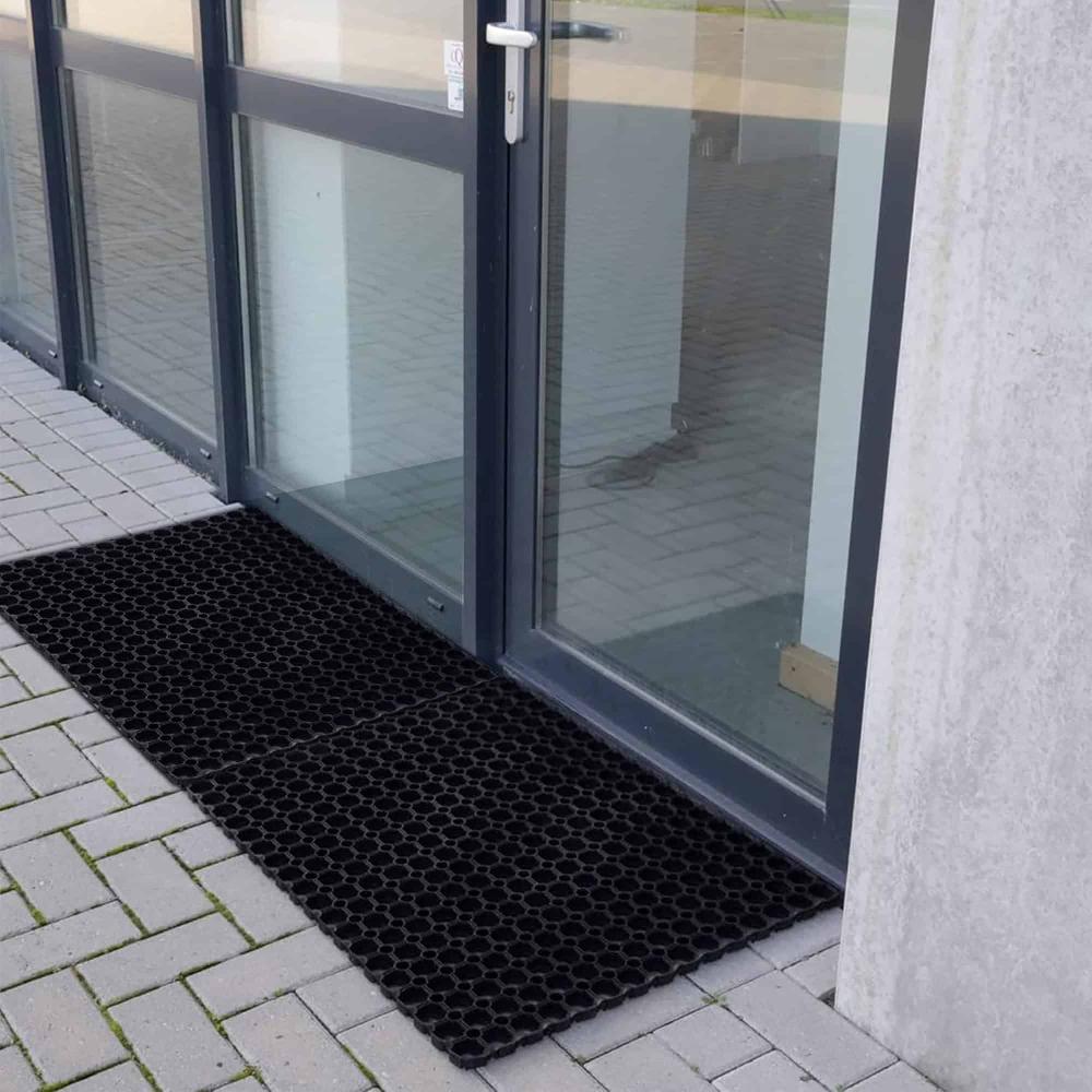 Evideco Heavy-Duty Interlocking Rubber Floor Mats 2-Pack – 24×32 Inches Easy Set-Up With Connectors Included Commercial & Residential Use Home Accessories Door Mats Outdoor