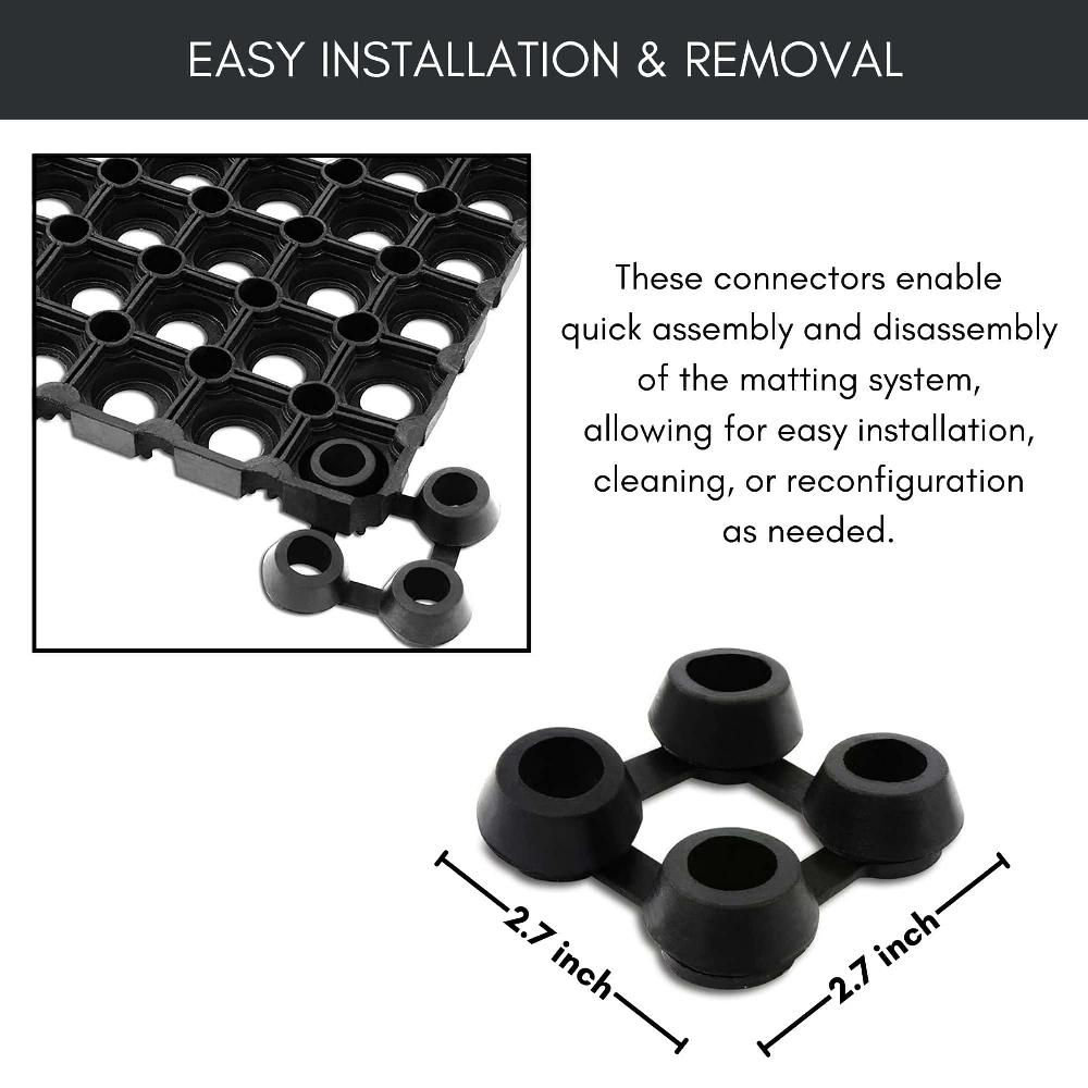 Evideco Heavy-Duty Interlocking Rubber Floor Mats 2-Pack – 24×32 Inches Easy Set-Up With Connectors Included Commercial & Residential Use Home Accessories Door Mats Outdoor