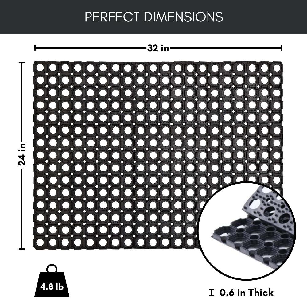 Evideco Heavy-Duty Rubber Mat 24×32 Inches Anti-Slip Door Mat For Residential & Commercial Use Ideal For Indoor & Outdoor Entrances Home Accessories Door Mats Outdoor