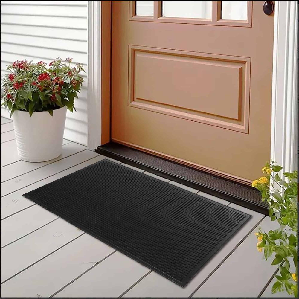 Evideco Heavy Duty Rubber Scraper Front Door Mat 30″x18″ Home Accessories Door Mats Outdoor