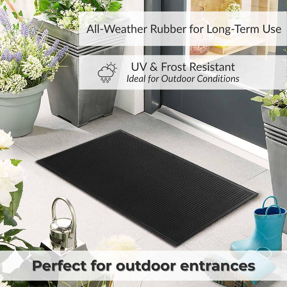Evideco Heavy Duty Rubber Scraper Front Door Mat 30″x18″ Home Accessories Door Mats Outdoor